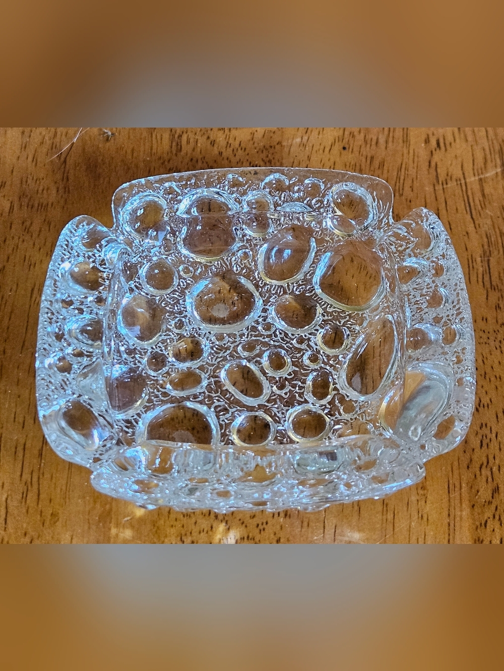 1960's Vintage Blenko Art Glass / libbey Ashtray Pebble Pattern